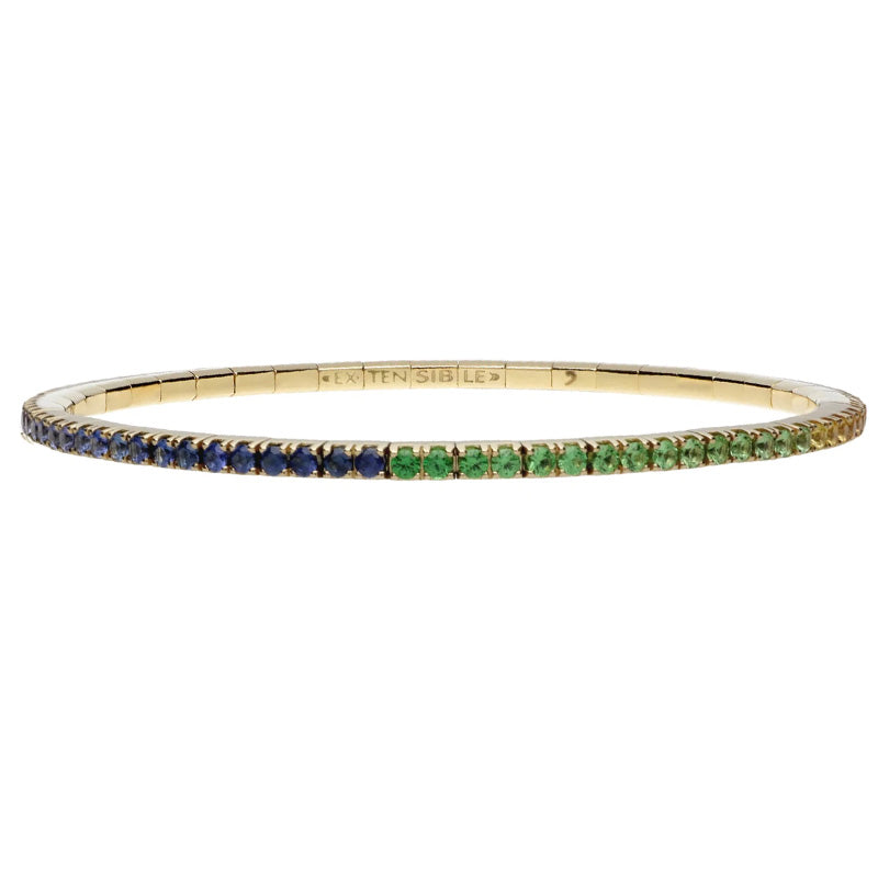 ●TATIANA● Set Pearl and Rainbow Jewel Bracelet SE0160 1708 Extensible 18KY 2.59ctw Rainbow Sapphire Stretch Bracelet