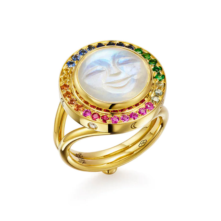 Temple St. Clair 18K Rainbow Moonface Ring - R44877-BM13FC65