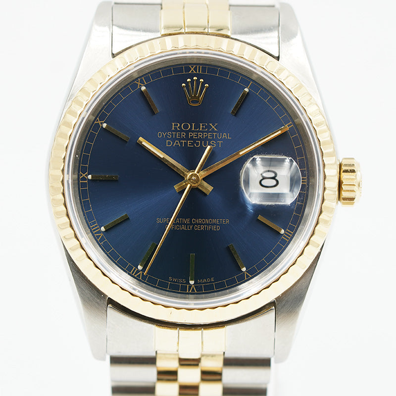 ROLEX, REF. 16233 STAINLESS STEEL AND 18K YELLOW GOLD 'OYSTER PERPETUAL  DATEJUST' WRISTWATCH, CIRCA 1990