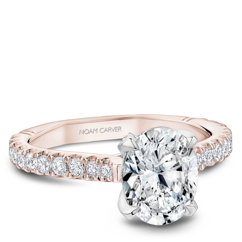Noam Carver K Rose Gold & Platinum Oval Diamond Engagement Ring