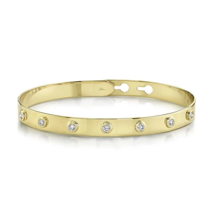 14K Yellow Gold 0.32ctw Diamond Bezel Latch Bangle Bracelet- SC55020133ZS