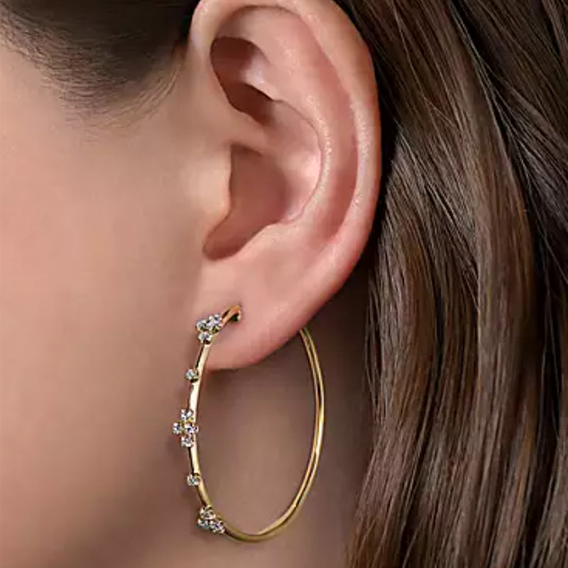 Gabriel & Co. 14K Yellow Gold 40mm Diamond Station Hoop Earrings- EG13 –  Moyer Fine Jewelers