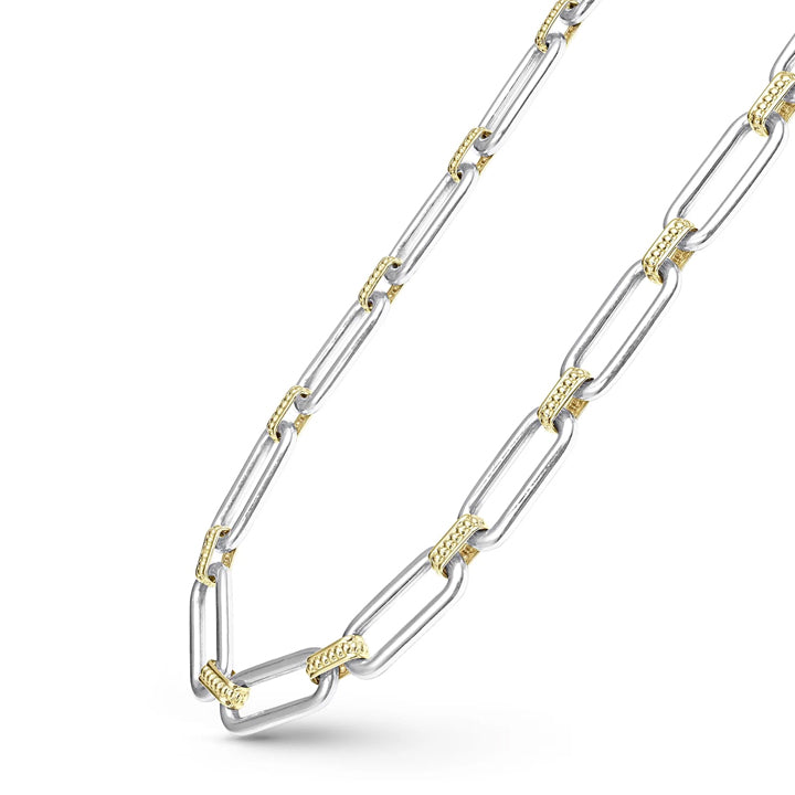 Lagos Signature Caviar Two Tone Link Necklace - 04-81181-18