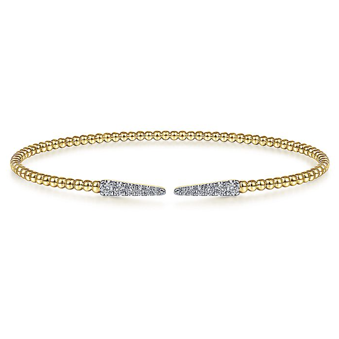 【Gaby】 cutlery bangle 14K Yellow Gold Split Diamond Spike Bangle @ $2925. Shop