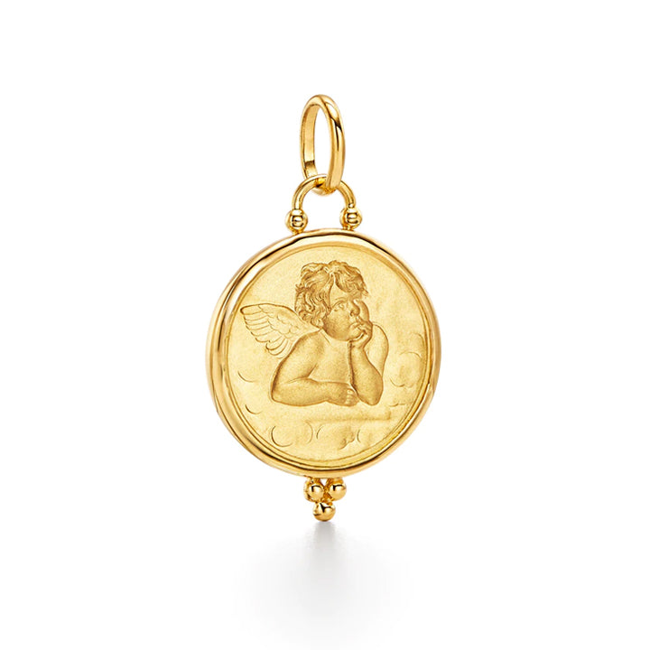 18金(750)彫刻済み　ANGEL PENDANT Angel Pendant Made of 18kt 750 Yellow Gold - a Symbol of