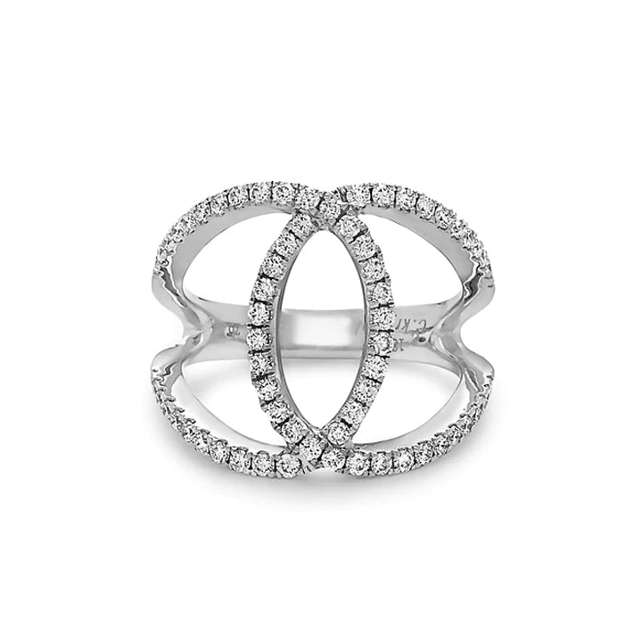 Charles Krypell 18K White Gold Crossover Ring- 3-9344-WD