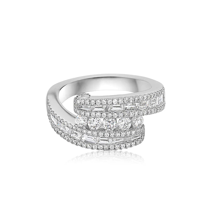 Charles Krypell 18K White Gold Diamond Baguette Ice Ring- 3-9450-WBGD