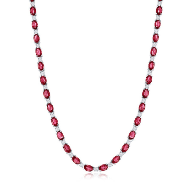Moyer Collection 14KW Gold 20.45ctw Ruby & Diamond Tennis Necklace - N5692-WGMR-2