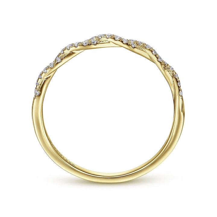 Gabriel & Co 14K Yellow Gold Twisted 0.10ctw Diamond Stackable Ring - LR52078Y45JJ