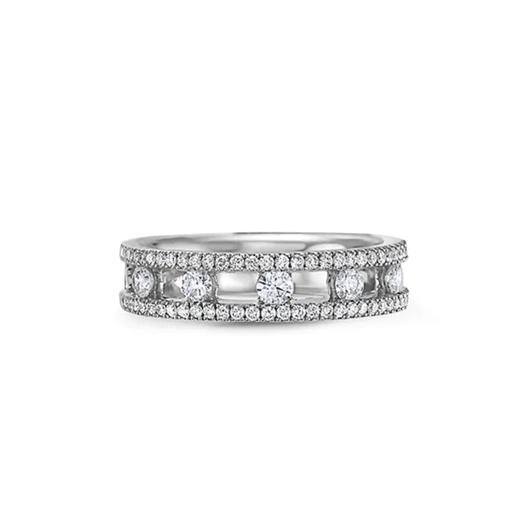 Charles Krypell 18K White Gold Diamond Single Row Ring- 3-9401-WD