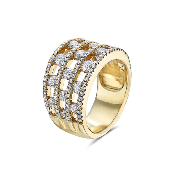 Charles Krypell 18K Yellow Gold Diamond Triple Row Ring- 3-9400-YD