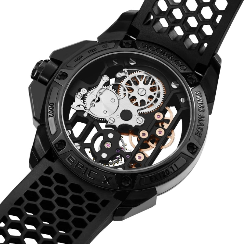 Jacob & Co. Epic X Bridges Black Steel Skeleton Dial - EX120.11.AB.AB.ABRUA