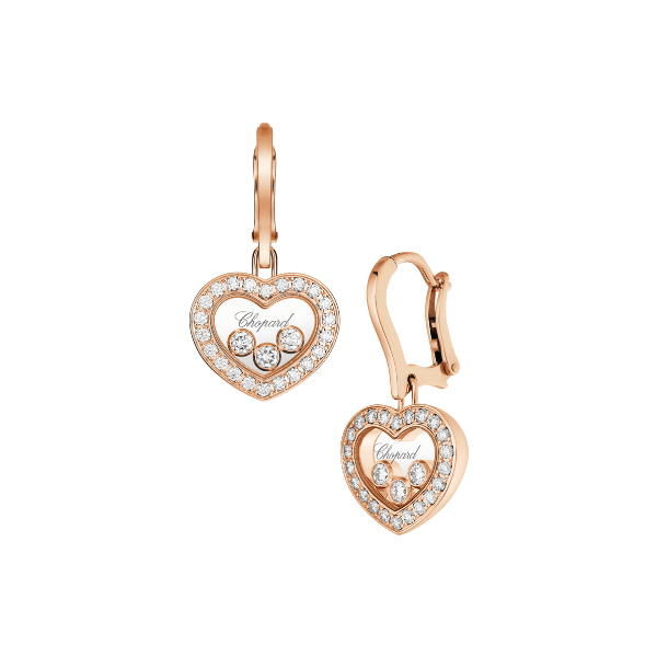 Chopard 18K Rose Gold Happy Diamonds Drop Earrings- 83A611-5401