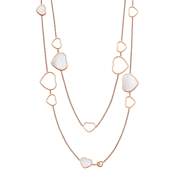 Chopard 18k Rose Gold Happy Hearts Mother of Pearl Necklace - 817482-5301