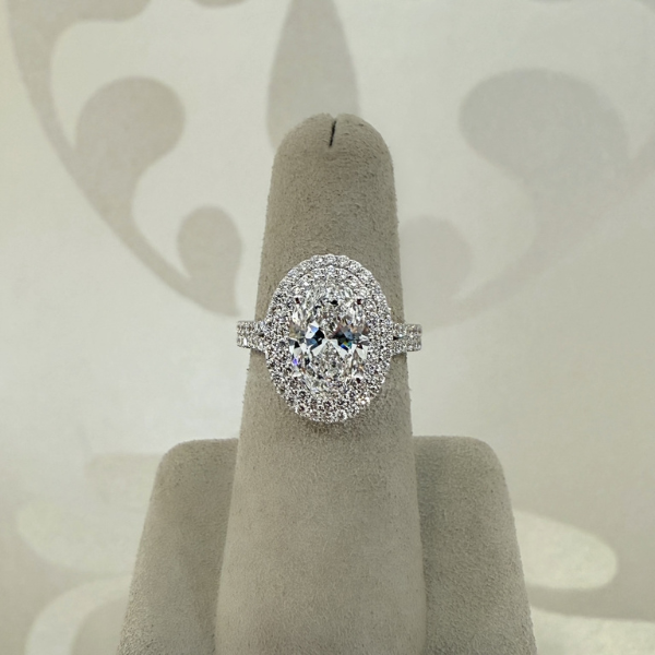 Moyer Collection 14K White Gold 2.11ct Oval Double Halo Complete Engagement Ring - 445218