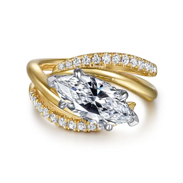 Gabriel & Co 14k Yellow Gold Marquise Bypass Diamond Engagement Ring - ER16643M8M44JJ