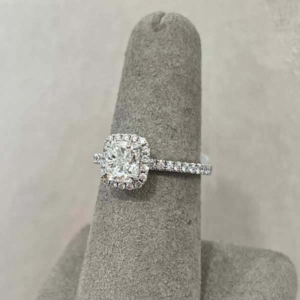 Moyer Collection 18K White Gold 1.50ct Cushion Halo Complete Engagement Ring- 020600