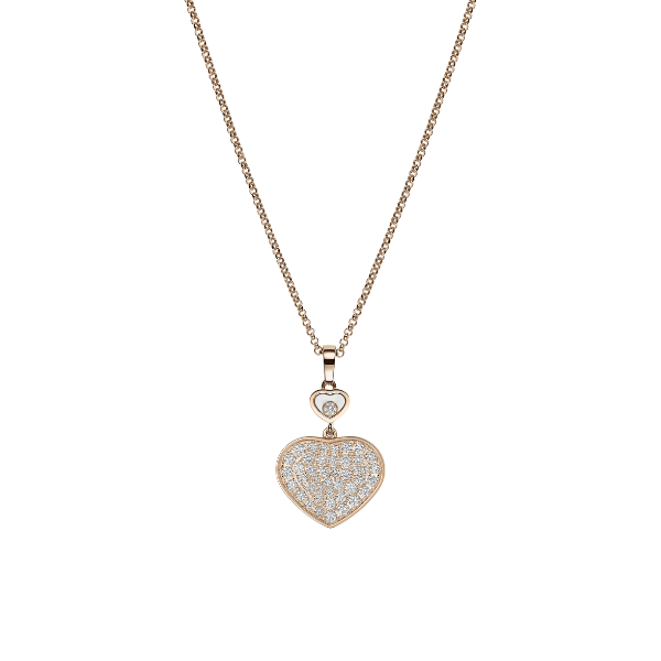 Chopard 18k Rose Gold Happy Hearts Diamond Pendant - 797482-5009