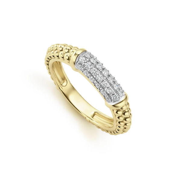 Lagos 18K Gold Caviar Diamond Stacking Ring - 02-10245-DD7