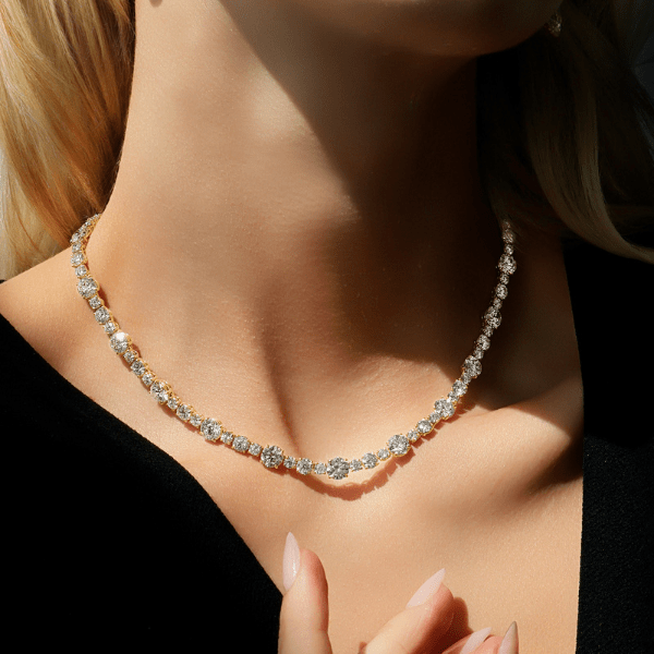 Rahaminov 18K Yellow Gold 37.17ctw Diamond Alternating Tennis Necklace - NK-8568