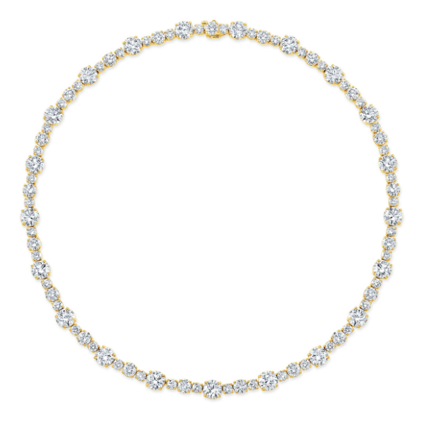 Rahaminov 18K Yellow Gold 37.17ctw Diamond Alternating Tennis Necklace - NK-8568