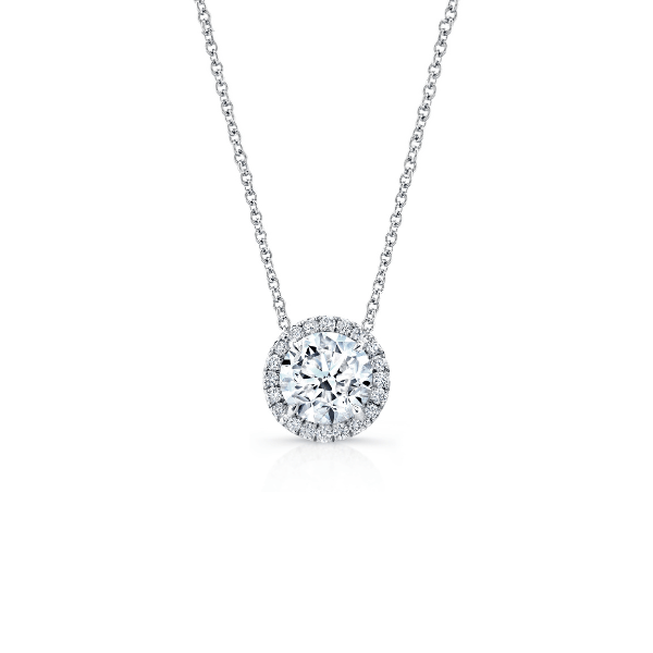 Rahaminov 18K White Gold 1.21ctw Diamond Halo Pendant - NK-7305