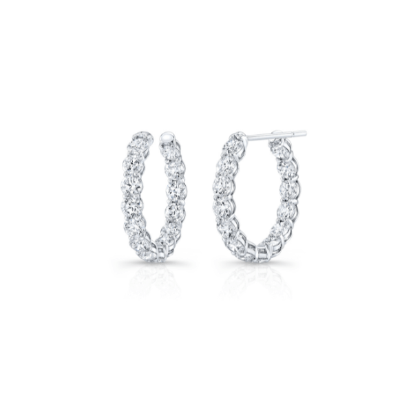 Rahaminov 18K White Gold 9.42ctw Round Brilliant Diamond Hoop Earrings - EAR-6112