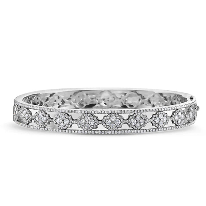Charles Krypell 18K White Gold Diamond Faceted Lattice Bangle Bracelet- 5-9412-WD