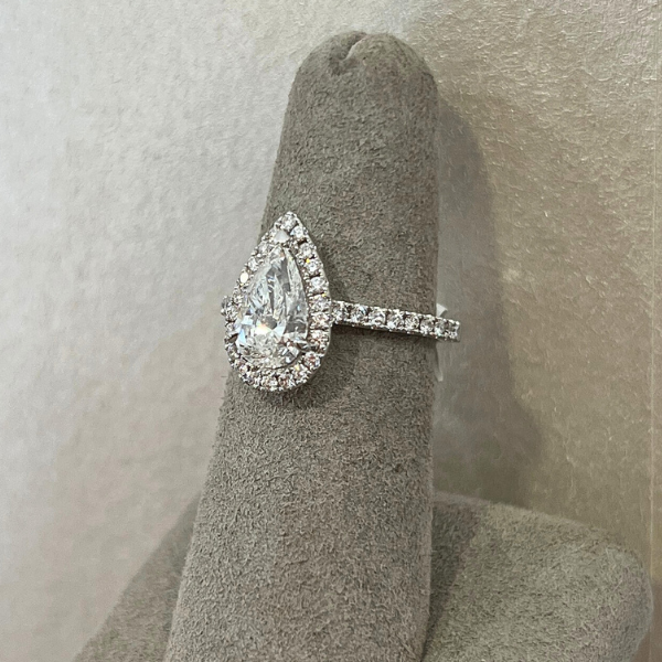 Moyer Collection 18K White Gold 1.53ct Pear Halo Complete Engagement Ring- 020590