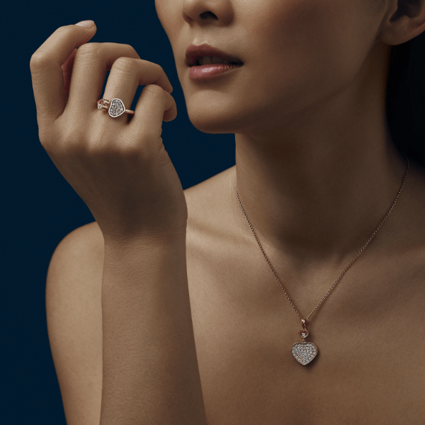 Chopard 18k Rose Gold Happy Hearts Diamond Pendant - 797482-5009