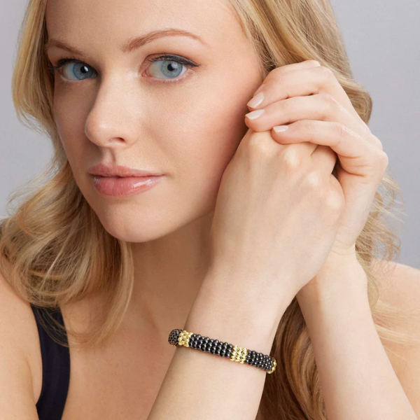 Lagos 18K Gold Station Ceramic Beaded Bracelet - 05-10277-CBM