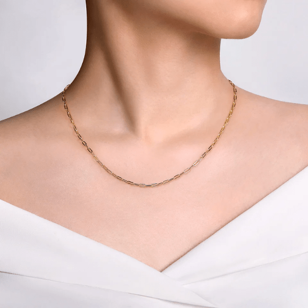 Gabriel & Co. 14k Yellow Gold Hollow Paper Clip Chain Necklace - NK6768H-17Y4JJJ