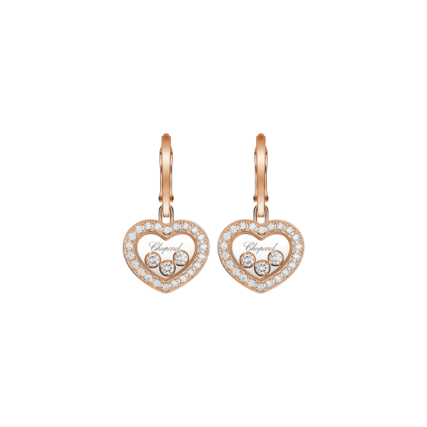 Chopard 18K Rose Gold Happy Diamonds Drop Earrings- 83A611-5401
