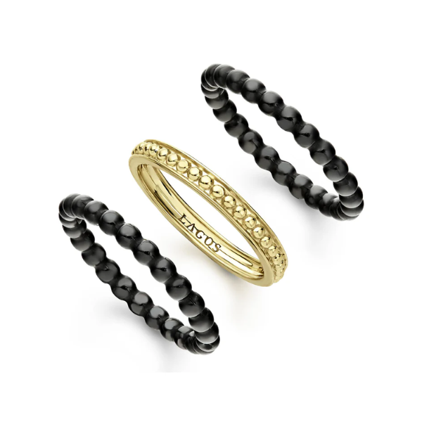 Lagos 18K Gold and Ceramic Stacking Ring - 02-10289-CB7