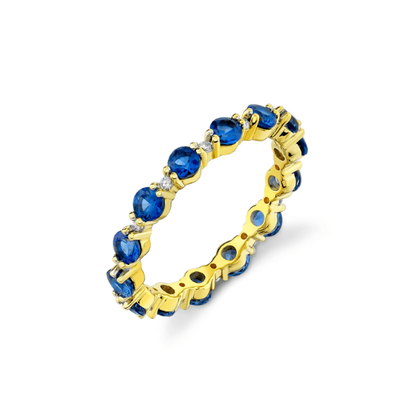 Sloane Street 18k Yellow Gold Blue Sapphire & Diamond Eternity Band - SS-R036I-BS-WD-Y-7