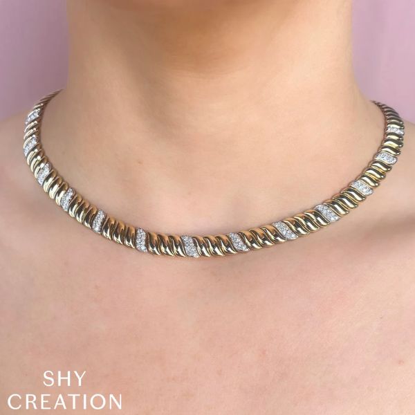 14K Gold 1.77ctw Diamond Bold Gold Collar Necklace - SC22009396RD