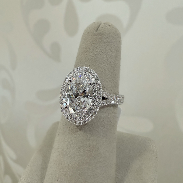 Moyer Collection 14K White Gold 2.11ct Oval Double Halo Complete Engagement Ring - 445218