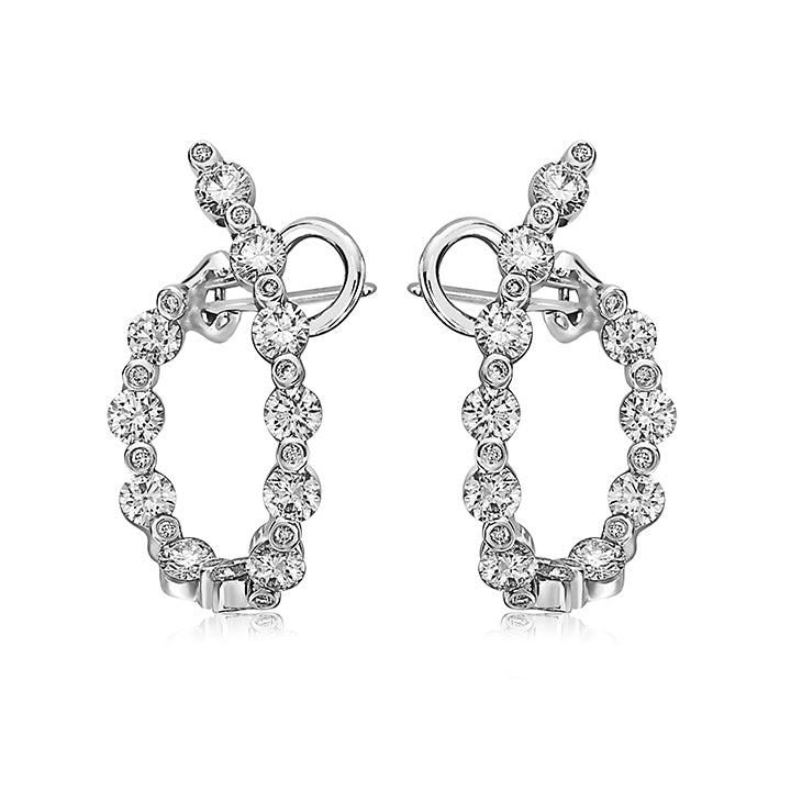 Charles Krypell 18K White Gold 3.35ctw Diamond J-Hoop Classic Earring - 1-9399-WD15