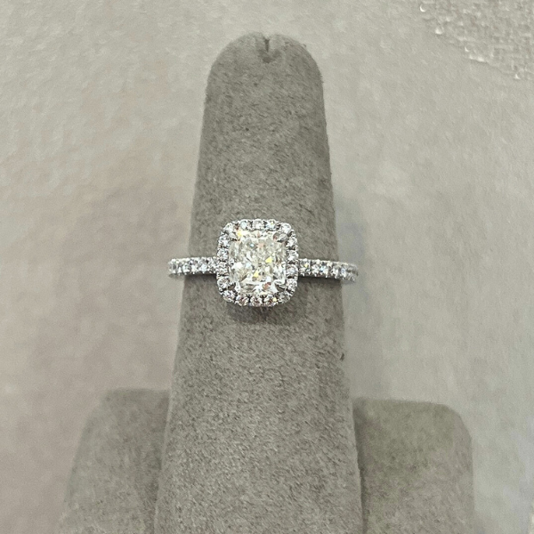 Moyer Collection 18K White Gold 1.50ct Cushion Halo Complete Engagement Ring- 020600