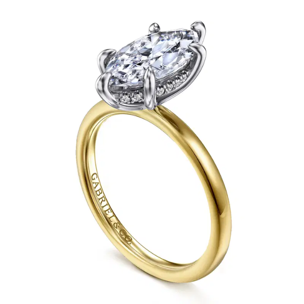 Gabriel & Co 14k Yellow Gold Marquise Hidden Halo Diamond Engagement Ring - ER15972M8M44JJ