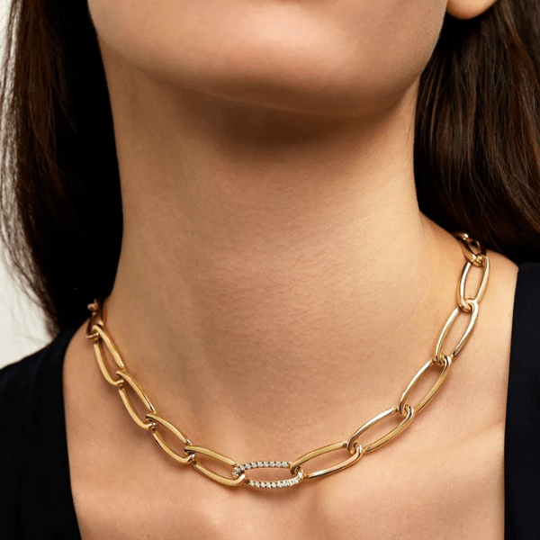 Melissa Kaye 18K Yellow Gold Lulu Link Diamond Necklace - N2303B-Y