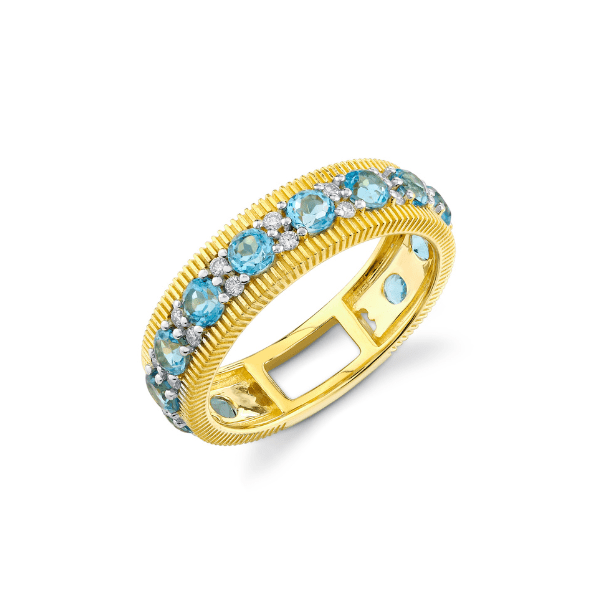 Sloane Street 18k Yellow Gold Swiss Blue Topaz Band - SS-R004K-SWB-WDCB-Y-7