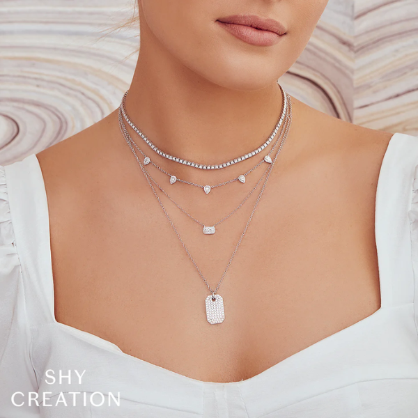14K White Gold 0.95ct Diamond Tennis Necklace - SC55009469