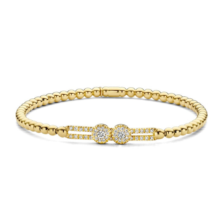 Hulchi Belluni 18K Yellow Gold 0.25ctw Diamond 2 Station Slider Stretch Bracelet- 20352AB-YW