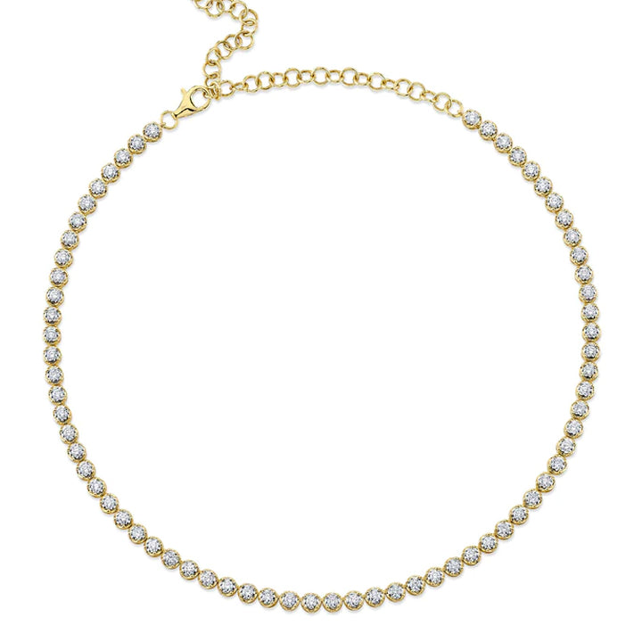 14k Yellow Gold 3.92ctw Diamond Tennis Necklace- MFJ392YG