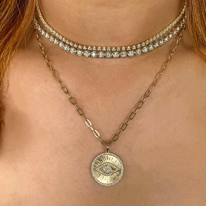 14k Yellow Gold 3.92ctw Diamond Tennis Necklace- MFJ392YG