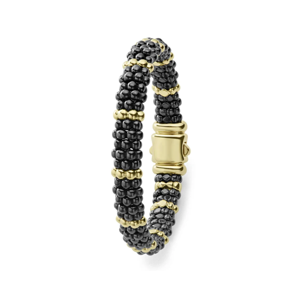 Lagos 18K Gold Station 9mm Ceramic Beaded Bracelet - 05-10276-CBM
