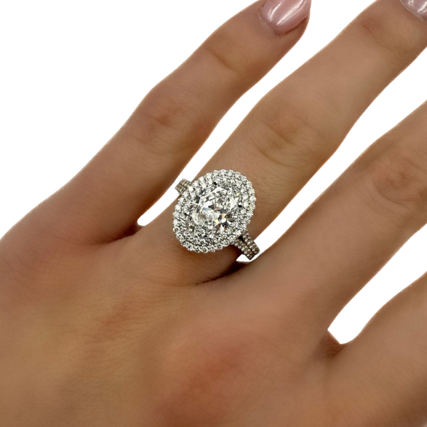 Moyer Collection 14K White Gold 2.11ct Oval Double Halo Complete Engagement Ring - 445218