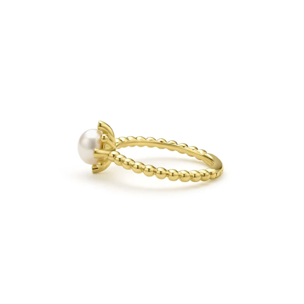 Lagos 18K Gold Fleur Pearl Diamond Ring - 02-10361-M7