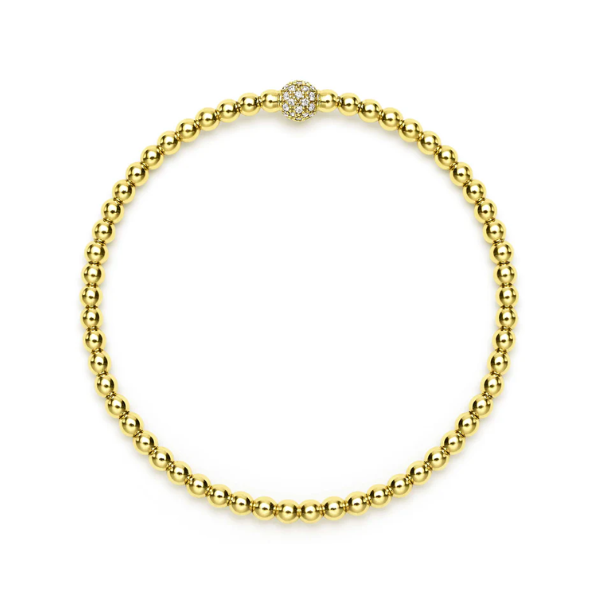 Lagos 18K Gold and Diamond 3mm Bead Bracelet - 05-10400-DD7